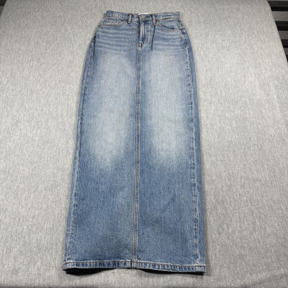 Reformation Skirt Women 25 Blue Daria Ultra High Rise Denim Maxi Organic Cotton